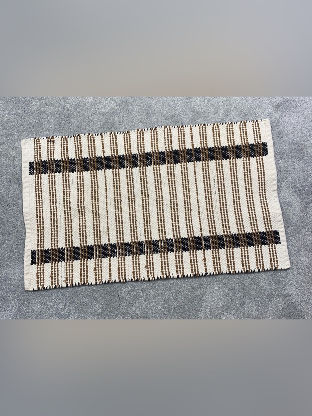 Threshold Black, Cream & Brown Striped Woven Rug